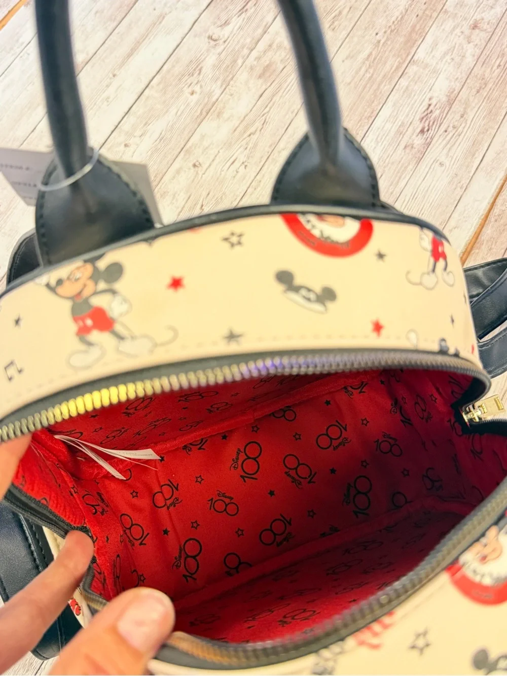 New Loungefly Mickey Mouse Club Mini Backpack - Cream & Red - Picture 6 of 11